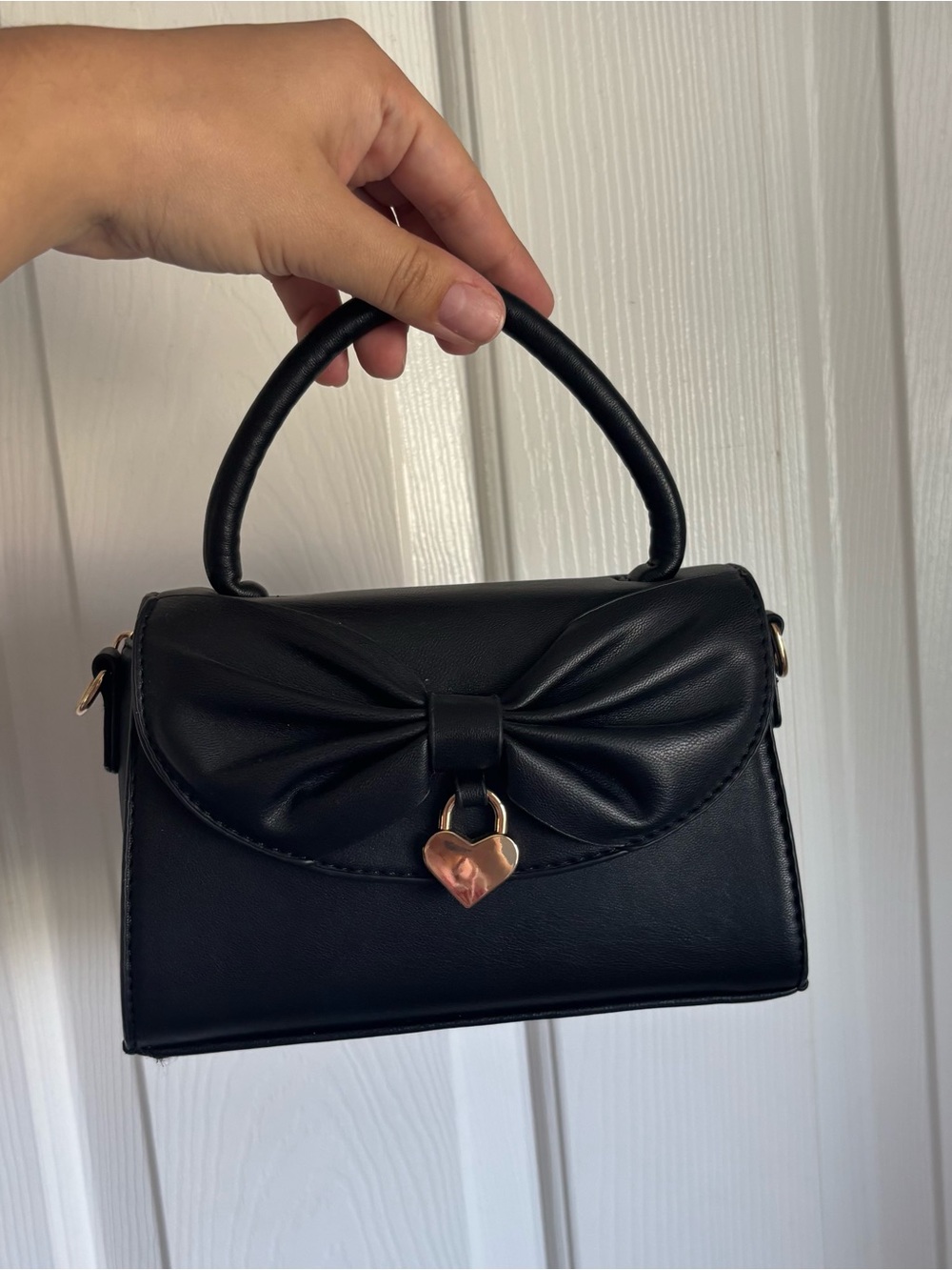 Black Top-Handle Bow Accent Women's Bag